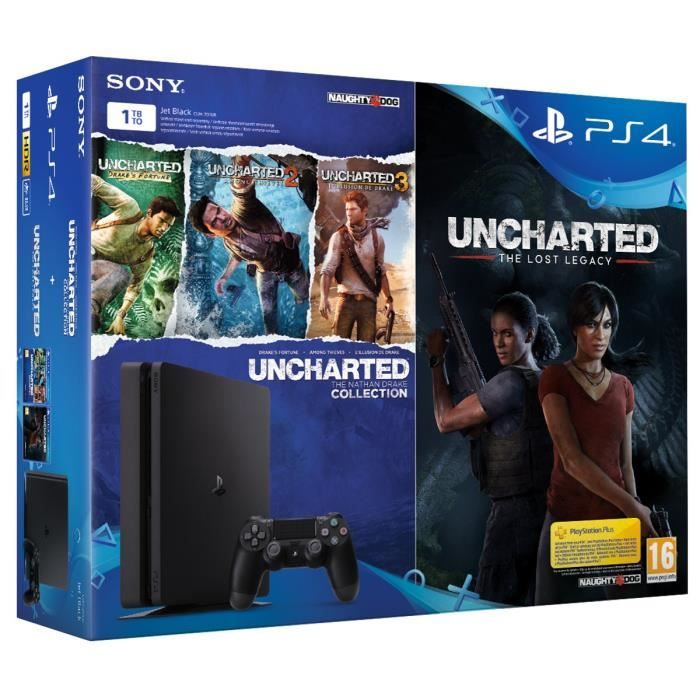 Nouvelle PS4 1 To + 4 jeux : Uncharted The Lost Legacy + Uncharted Collection (Drake's Fortune +Among Thieves +L'illusion de Drake)