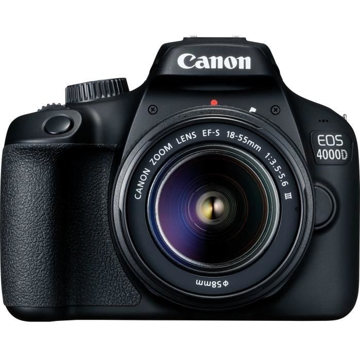 CANON EOS 4000D 18 mégapixels - Wi-Fi + Objectif EF-S 18-55 III Appareil Photo Reflex- DC